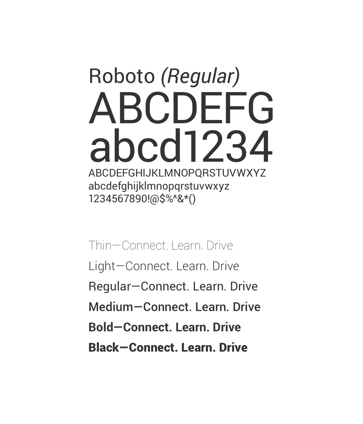 We chose the Roboto Google Font as our corporate typeface